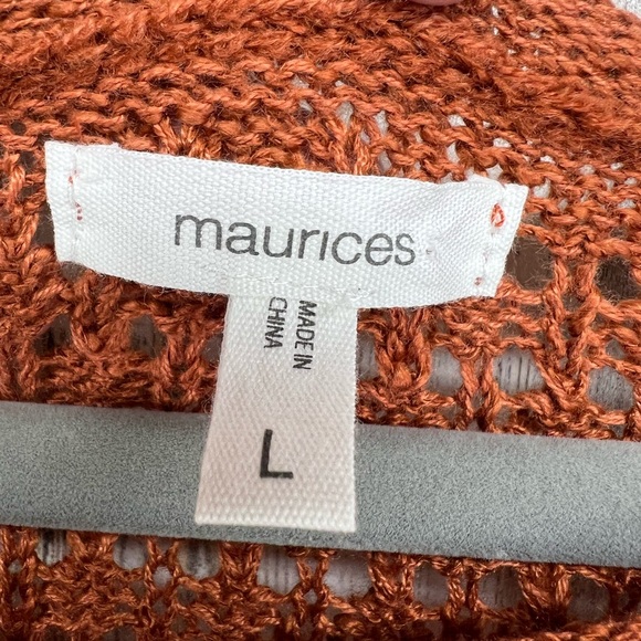 Maurices Burnt Orange Textured Open Knit Sweater Womens Large - Picture 2 of 8
